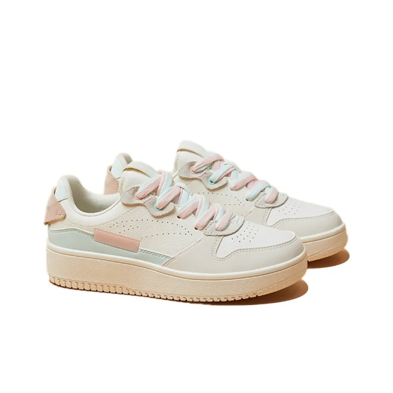 Anta Life Collection Anti Slip Wear Resistant Low Top Skateboard Shoes Women's White Blue Pink-4