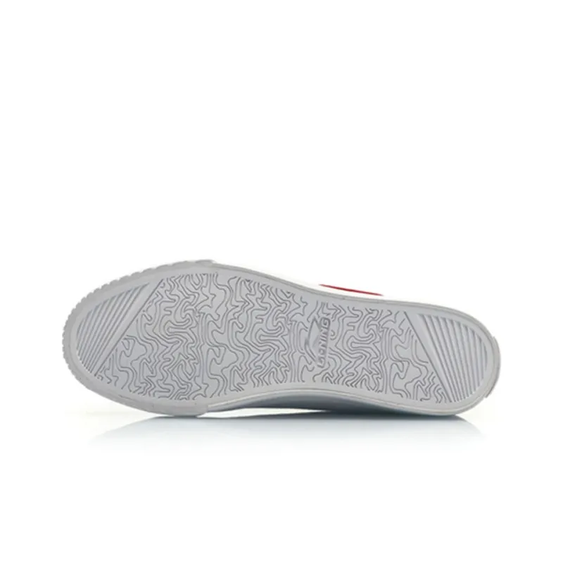 LiNing Lightweight Coverage Slip-Resistant Low-Top Skateboard Shoes Men's White Red-4