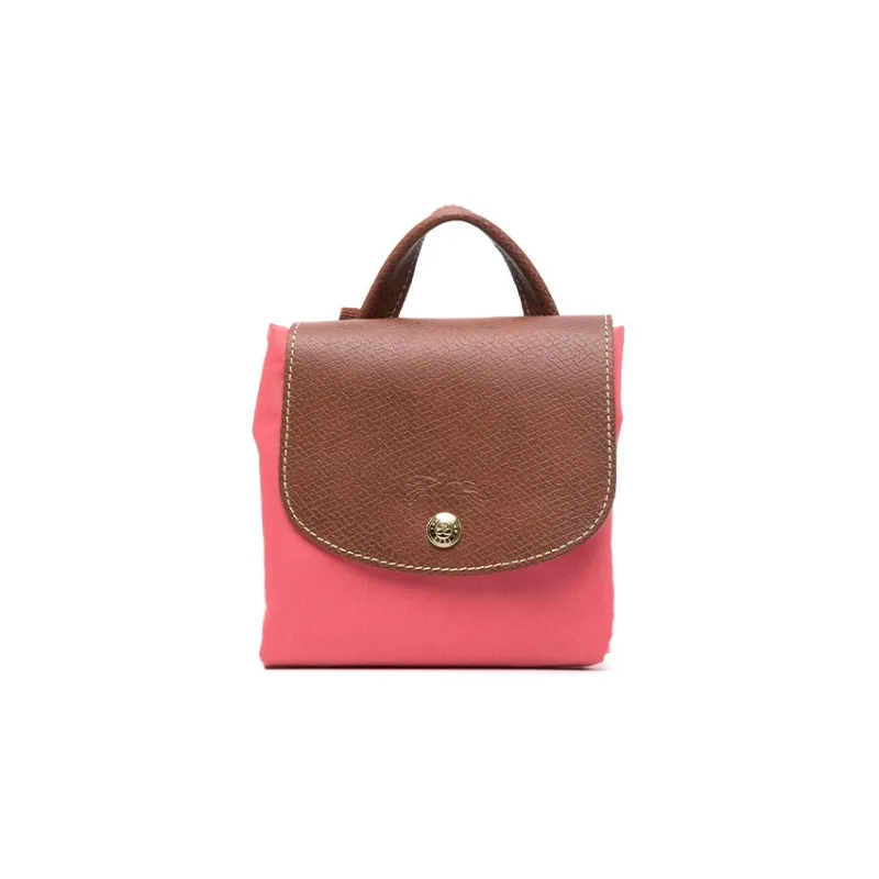 LONGCHAMP Le Pliage Polyamide With Calfskin Backpack Medium Size Men's Rose Red-2