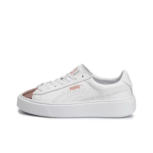 PUMA Basket Skateboard Shoes Women's Low-Top White/Gold