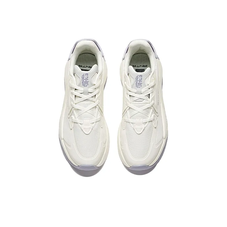 Anta Life Collection Durable Breathable Low-Top Skateboard Shoes Women's White Purple Gray-2