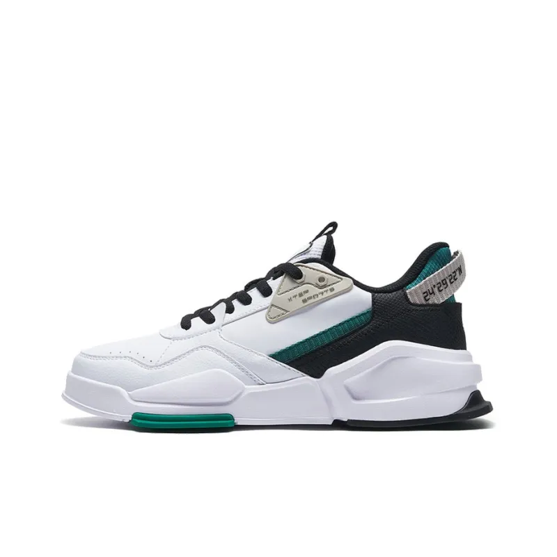 XTEP Anti Slip Wear Resistant Low Top Skateboard Shoes Men's White Black-0