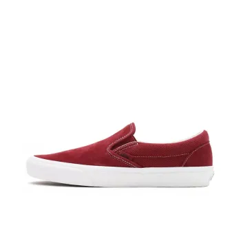 Vans Slip On Breathable Non Slip Wear Resistant Low Top Casual Skate Shoes Deep Red