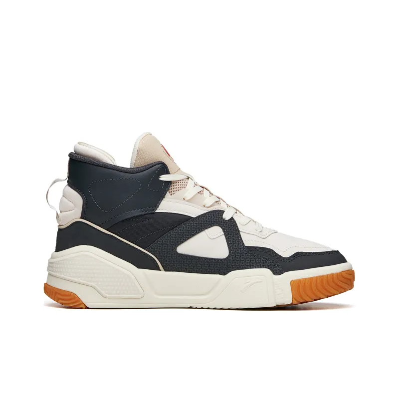 Anta Life Collection Coverage Thermal Abrasion Resistant Breathable High Top Skateboard Shoes Men's Beige Yellow Black-1