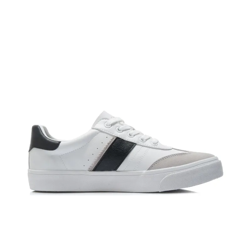 LiNing Vulc Lite Low Top Skateboard Shoes Men's White Black-1