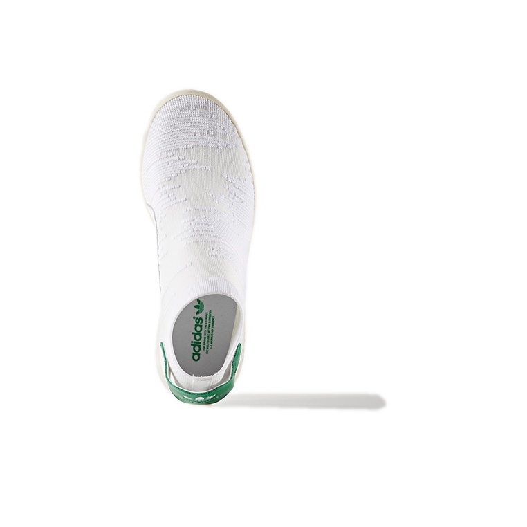 Adidas originals stan smith sock primeknit trainers footwear white/footwear white/green best sale