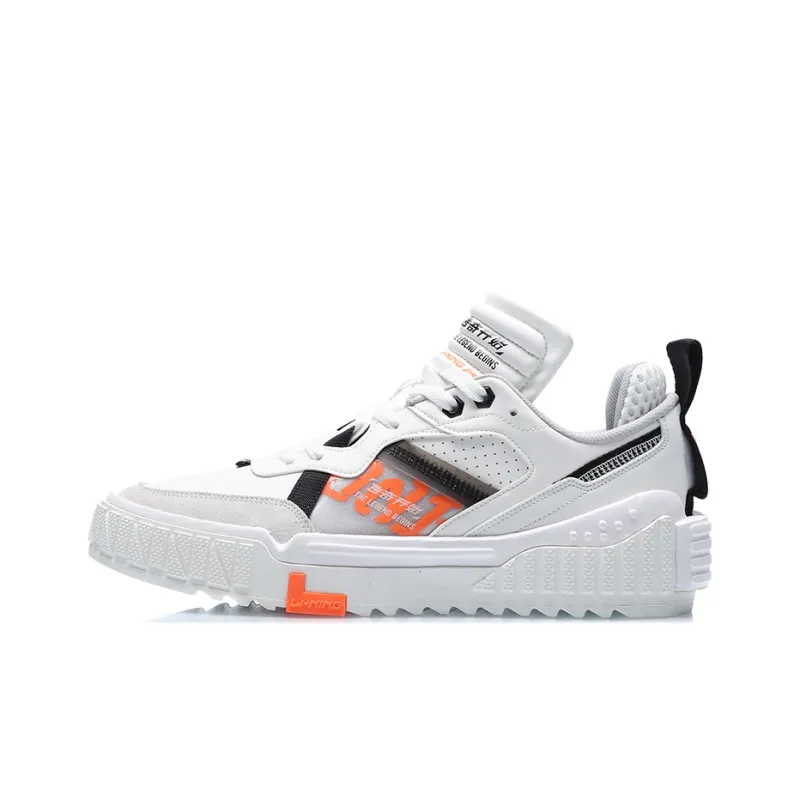 LiNing 001 Unblock Cushioning Wear Resistant Low Top Skateboard Shoes Men's White Black-0