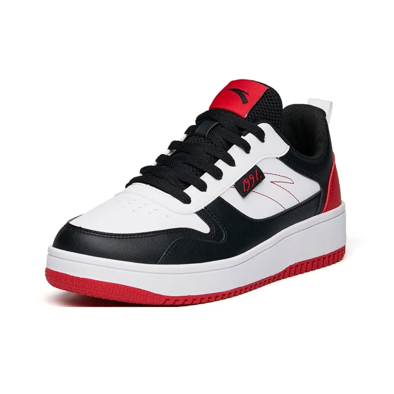Anta Life Collection Anti Slip Wear Resistant Low Top Skateboard Shoes Men's Black White Red-2