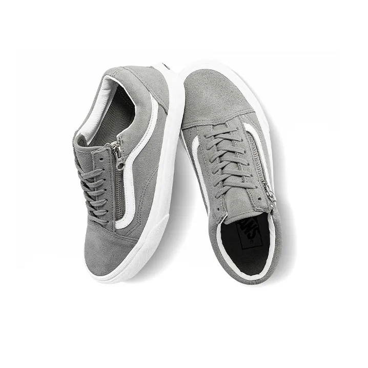 Vans Unisex Old Skool Zip Low Top Sneakers Grey 'Gray White'-3