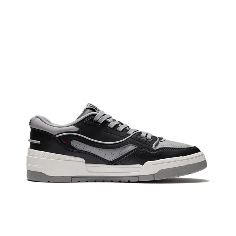 LiNing 001 BTC BTC Cushioning Wear Resistant Low Top Skateboard Shoes Men's Snow Gray-1