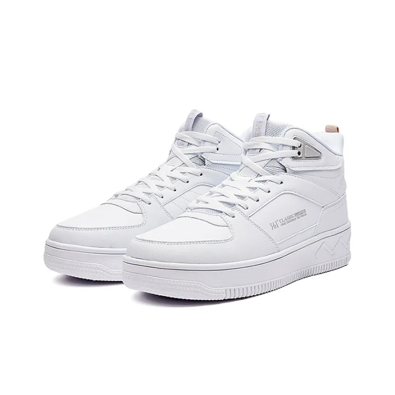 361° Anti Slip Wear Resistant High Top Skateboard Shoes Men's White Gray-3