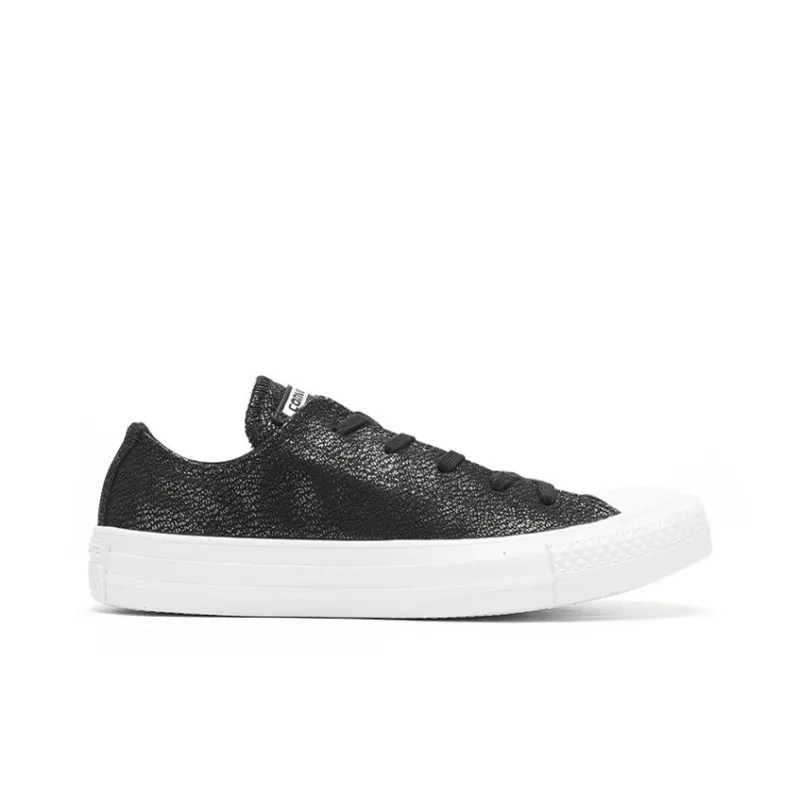 Converse All Star Ctas OX Slip Resistant Cushioning Low Top Skateboard Shoes Unisex Black Silver-1