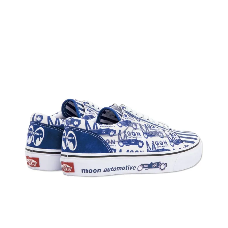 Mooneyes x Vans Old Skool Abrasion Resistant Shock Absorbers Low Top Skateboard Shoes Unisex Blue White-3