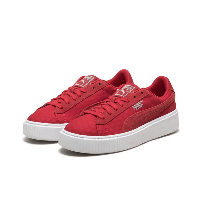 PUMA Basket Platform De Casual Sneakers Red/White Women's-2