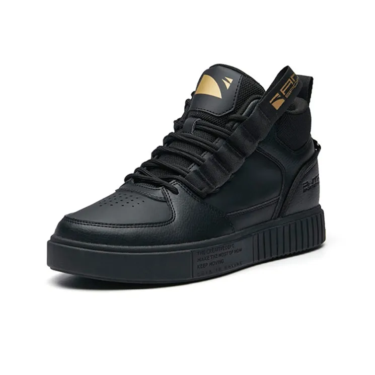 ANTA Skateboard Shoes Men Mid Top Black/Gold Metallic-2