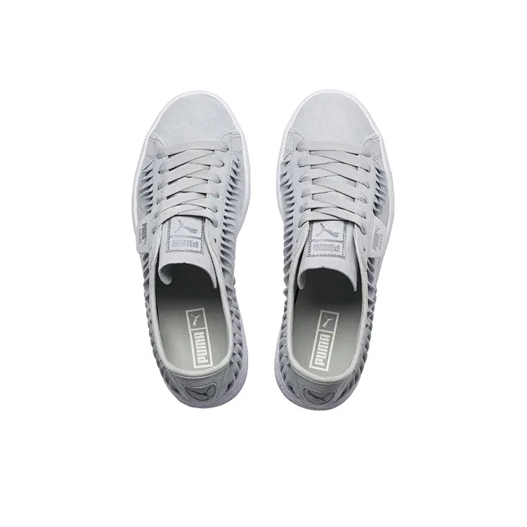 PUMA Suede Metallic Entwine 'Gray White' Women's-2