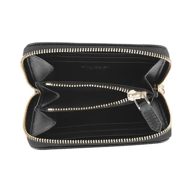 BVLGARI Cow Leather Coin Purses Wallets Women's Black-3