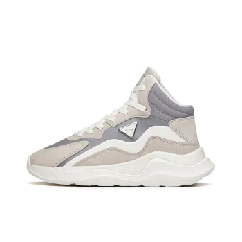 ANTA Skateboard Shoes Women's High Top Shade 2 Gray/Sandstorm Gray/Ivory White