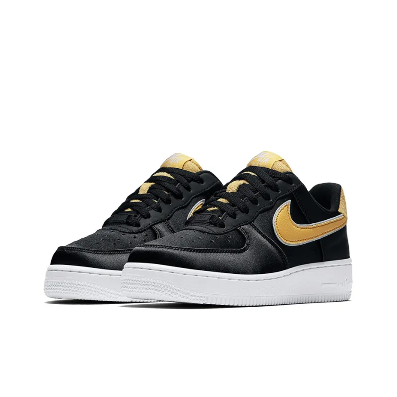 Nike Air Force 1 Low Satin Black Wheat Gold Women's-2