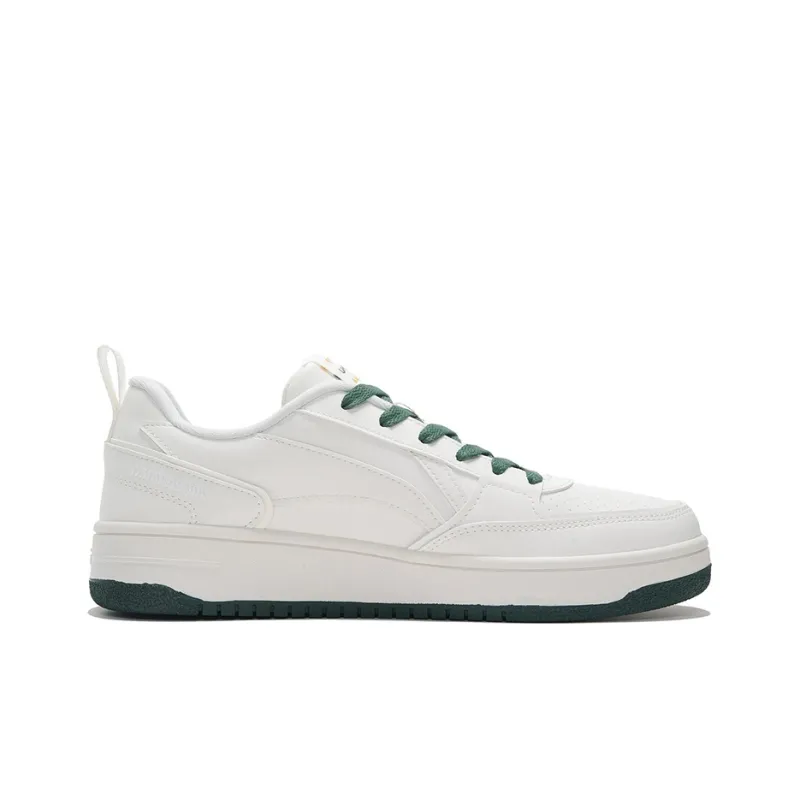 LiNing Sports Life Collection Coverage Thermal Slip Resistant Low Top Skateboard Shoes Men's White Green-1