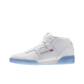 Reebok Workout Mid Wear Resistant Slip Resistant Mid Top Skateboard Shoes Men's White Blue