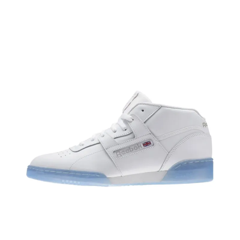 Reebok Workout Mid Wear Resistant Slip Resistant Mid Top Skateboard Shoes Men's White Blue-0