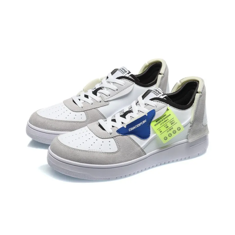 LiNing CF Deconstruction Anti Slip Wear Resistant Low Top Skateboard Shoes Men's White Gray Black-2