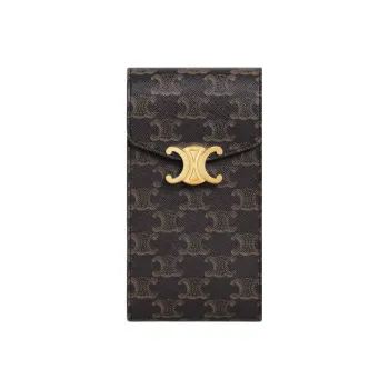 CELINE Triomphe Canvas Cell Phone Pouch Women's Brown