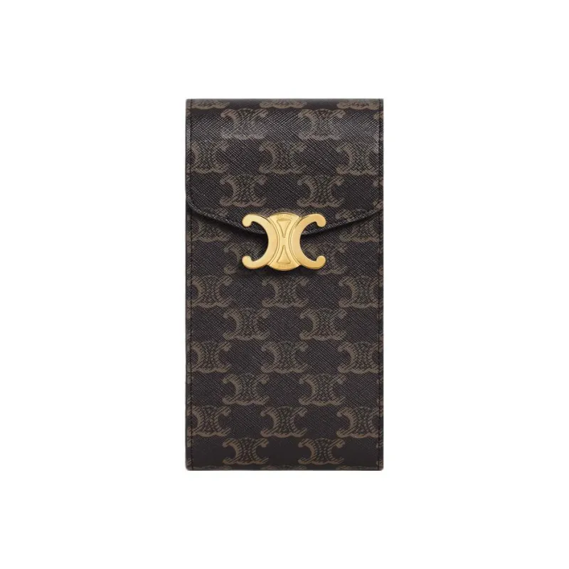 CELINE Triomphe Canvas Cell Phone Pouch Women's Brown-0
