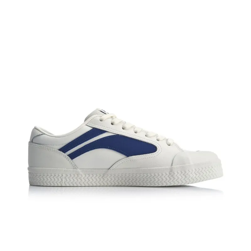 LiNing Wave Anti Slip And Wear Resistant Lightweight Low Top Skateboard Shoes Men's White Blue-1