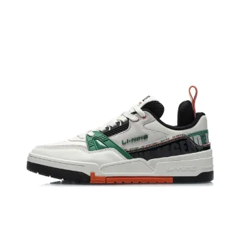 LiNing 001 BTC Anti Slip And Wear Resistant Lightweight Balance Low Top Skateboard Shoes Men's White Black Green
