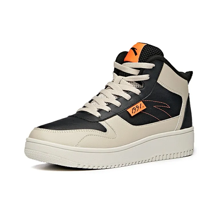 Anta Life Collection Slip-Resistant High-Top Skateboard Shoes Men's Black Gray-1