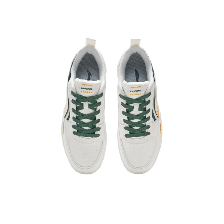 LiNing Sports Life Collection Coverage Thermal Slip Resistant Low Top Skateboard Shoes Men's White Green-3