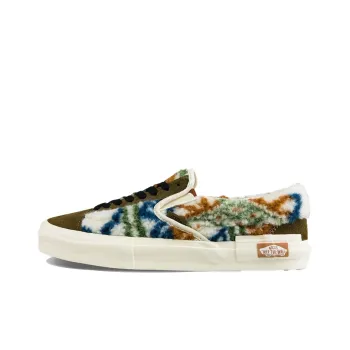 Vans Slip On Plush Splicing Retro Colorblock Casual Skate Shoes Unisex Green