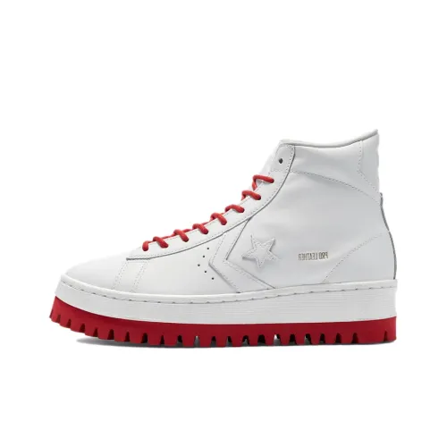 Converse Cons Pro Leather Skateboard Shoes Unisex High-Top White/Red