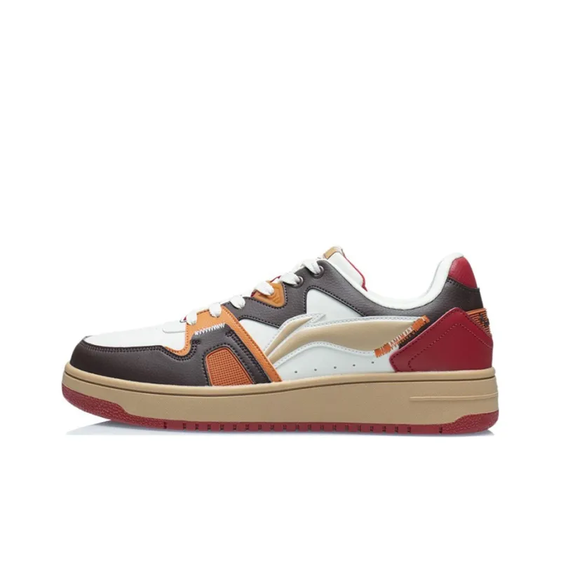 LiNing Anti Slip Wear Resistant Low Top Skateboard Shoes Men's Bull Red-0