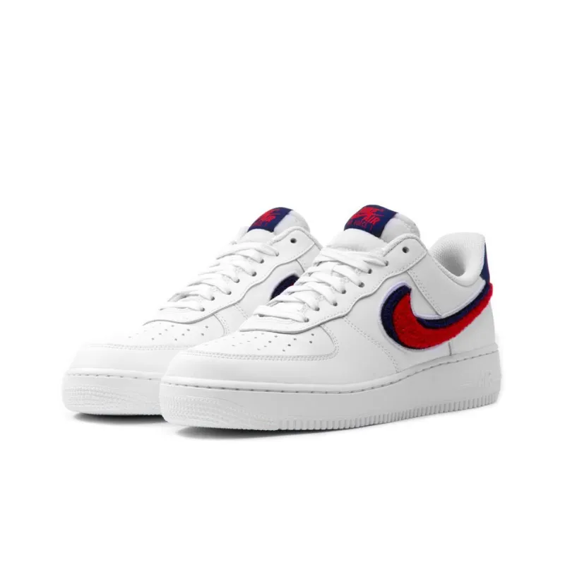 Nike Air Force 1 Low 3D Chenille Swoosh White Red Blue-2