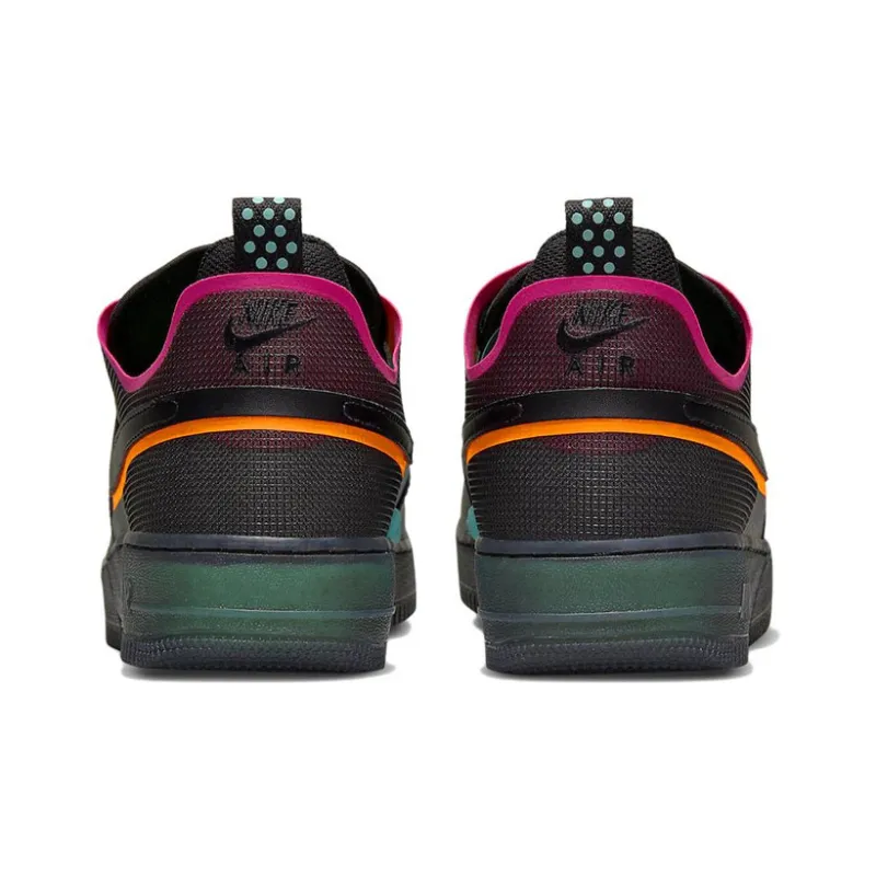 Nike Air Force 1 React Black Black Team Orange Pink Prime-4