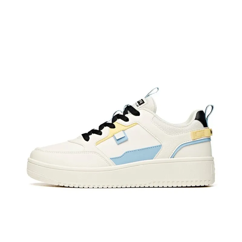 Anta Slip Resistant, Abrasion Resistant, Lightweight Low Top Skateboard Shoes Women's White Black Blue-0