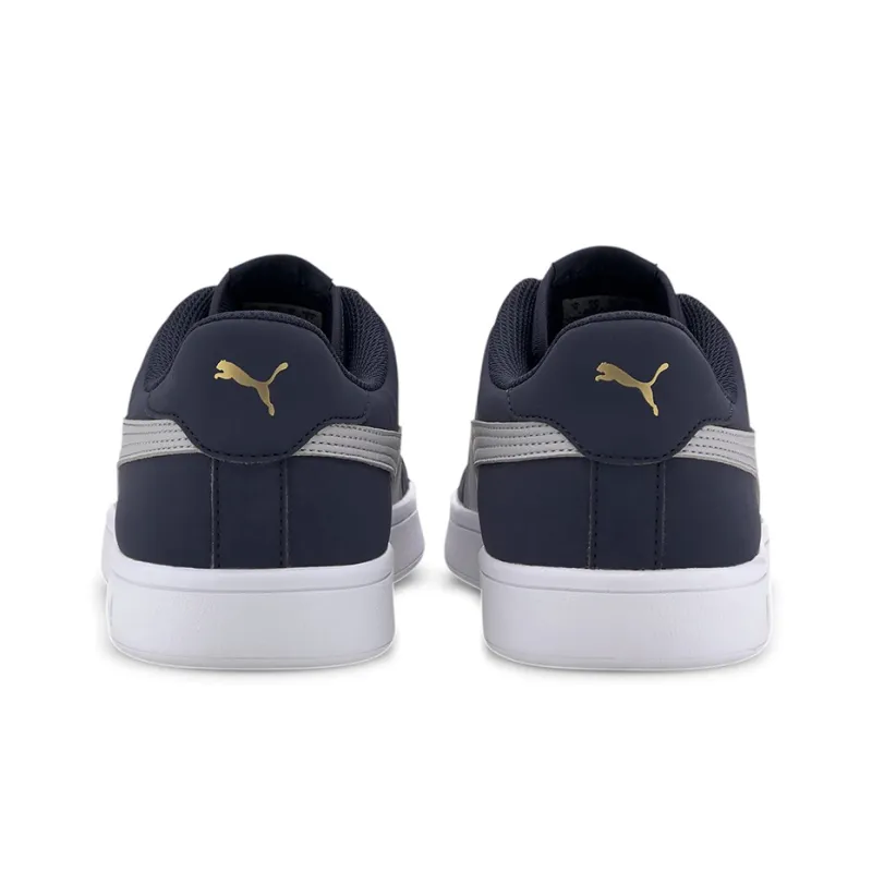 PUMA Smash V2 Buck Lightweight Low-Top Skateboard Shoes Women's White Blue-3