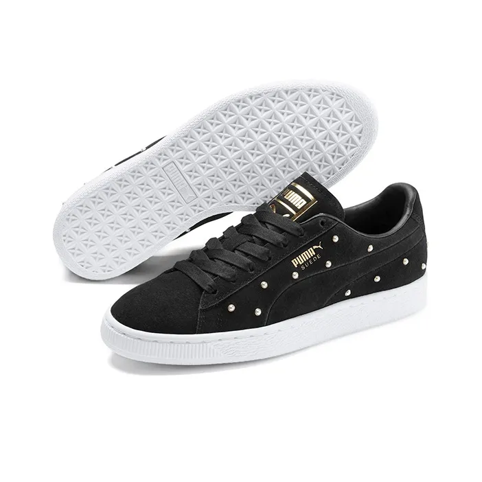 PUMA Pearl Studs Suede 'White Black Gold' Women's-2