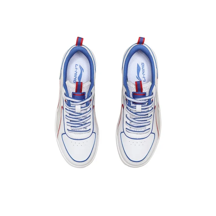 LiNing Low Top Skateboard Shoes Women's White Red Blue-3