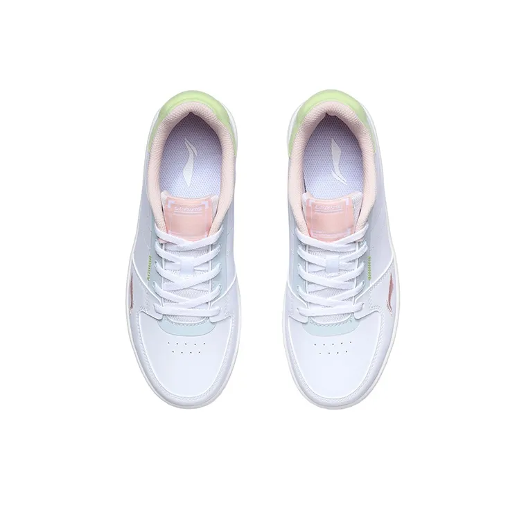LiNing Oneplay Elegance Slip Resistant Breathable Lightweight Low Top Skateboard Shoes Women's Green White-3