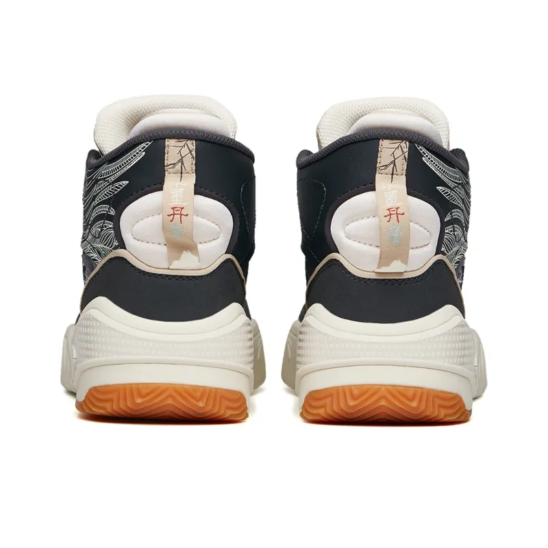 Anta Life Collection Coverage Thermal Abrasion Resistant Breathable High Top Skateboard Shoes Men's Beige Yellow Black-3