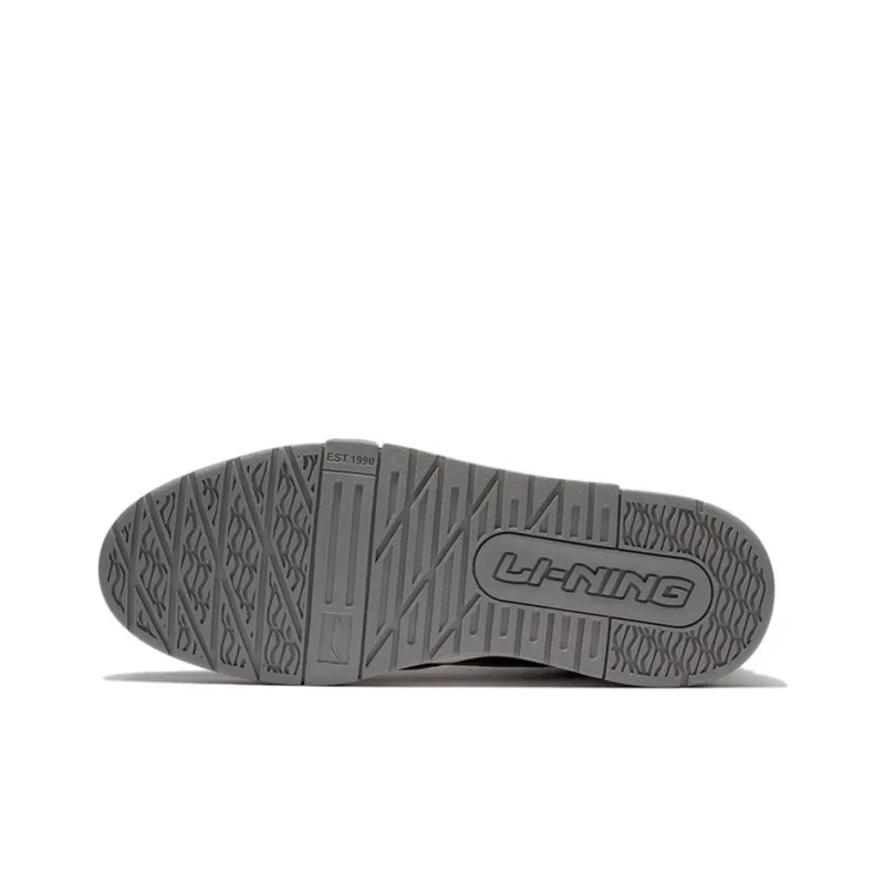 LiNing 001 BTC BTC Cushioning Wear Resistant Low Top Skateboard Shoes Men's Snow Gray-4