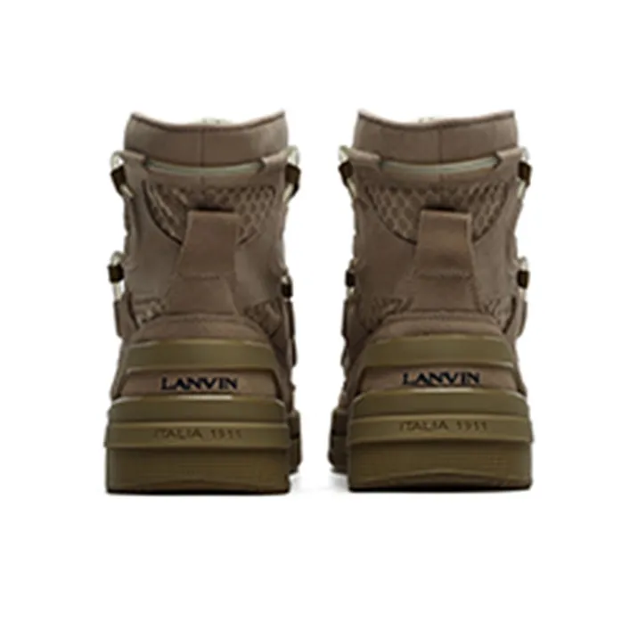 Lanvin x FILA Salto Nougat High Top Skateboard Shoes Men's Brown-3