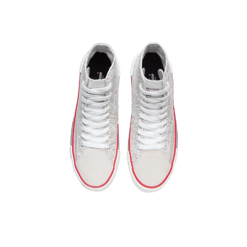 LiNing Wave Canvas Hi High-Top Skateboard Shoes Women's White Gray-3