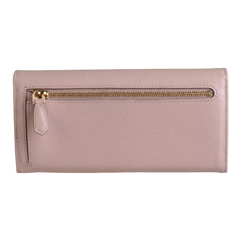 PRADA Saffiano Cow Leather Card Holder Wallet Regular Women's Pink-2