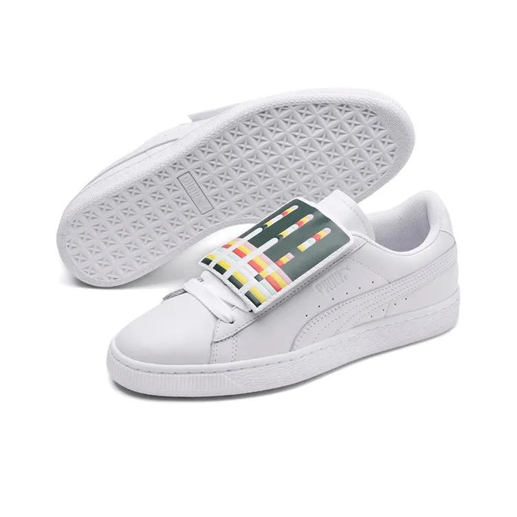 PUMA Basket Badge Casual Sneakers White Women's-4