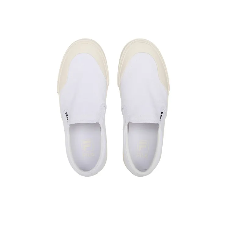 FILA Guard Slip On Canvas Slip Resistant Cushioning Lightweight Low Top Skateboard Shoes Unisex Ecru Korean Style-2